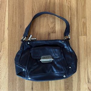 B Makowsky Black Leather Shoulder Bag